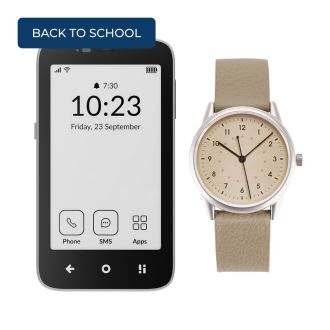 Mudita Kompakt phone & Moment NR Beige watch